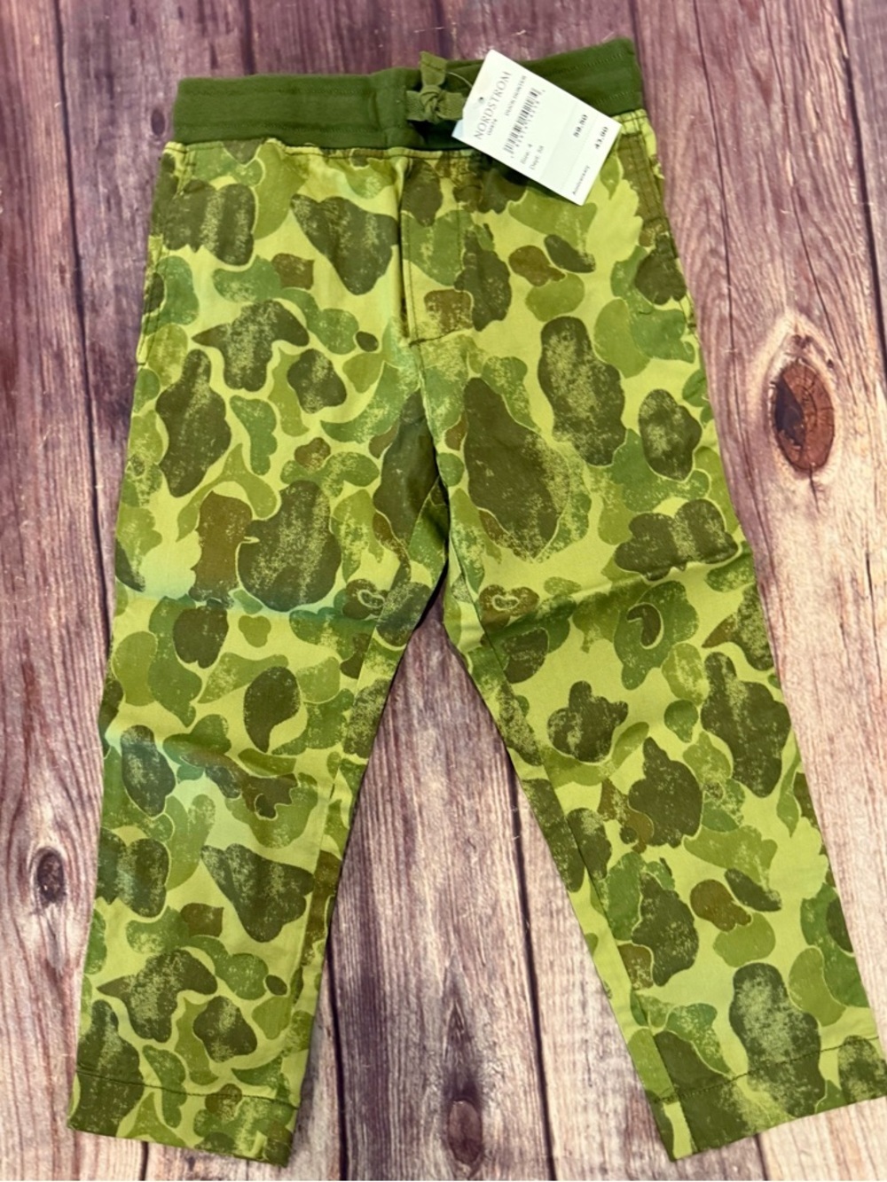 J.Crew CrewCuts Boys Pants 4T Camo Green Camouflage Elastic Drawstring NEW 1906